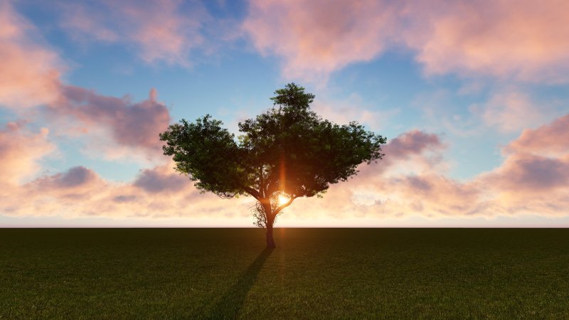 A single tree bending in strong wind, still rooted, symbolizing flexible resilience